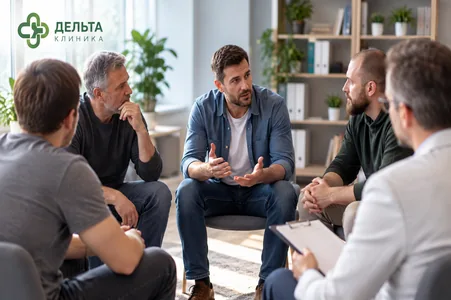 Собрание группы зависимых пациентов